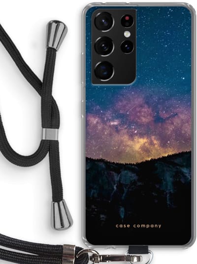 Case Company® - Hoesje met koord geschikt voor Samsung Galaxy S21 Ultra hoesje met Koord - Travel to space - Telefoonhoesje met Zwart Koord - Bescherming aan alle Kanten en Over de Schermrand