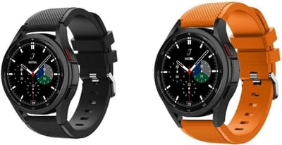 Strap-it Bundel van 2 Siliconen bandjes - Geschikt voor Samsung Galaxy Watch 7 (40 & 44mm) / Galaxy Watch 6 (Classic) / Watch 5/5 Pro / Watch 4 (Classic) / Watch FE - Zwart & Oranje - Sport bandje - Sportamband - Siliconen band