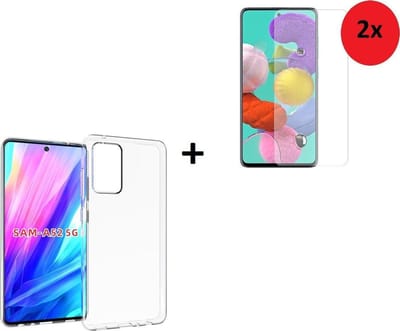 Hoesje Geschikt voor Samsung Galaxy A52s 5G - A52s 5G Screenprotector - Tempered Glass - Hoesje Transparant + 2x Screenprotector Tempered Glass