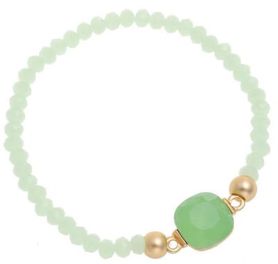 Behave - elastische armband - lichtgroen glaskraal - fris zomeraccent