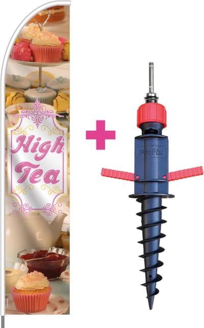 Beachflag - High Tea #2 - Vlag + Grondboor + Rotator + Hengelsysteem + Draagtas - Actievlag.nl