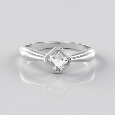 Cavill - Zilveren ring - 925 Sterling Zilver - Petaliet 0,491 ct - Achthoek Asscher geslepen - Moderne, elegante zilveren ring uit Brazilië