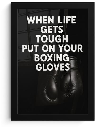 Poster in lijst - Fotolijst 20x30 cm - Posters - Tekst - Bokshandschoenen - Wit - Posterlijst zwart - Decoratie - Wanddecoratie woonkamer - Muurdecoratie slaapkamer