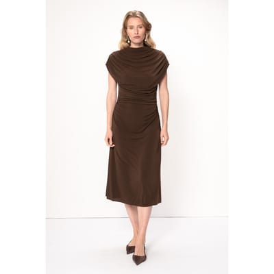 VIVEH Talia Dress Mocha Maat: 34 | Midi Jurken Outlet | Dames | Bruin