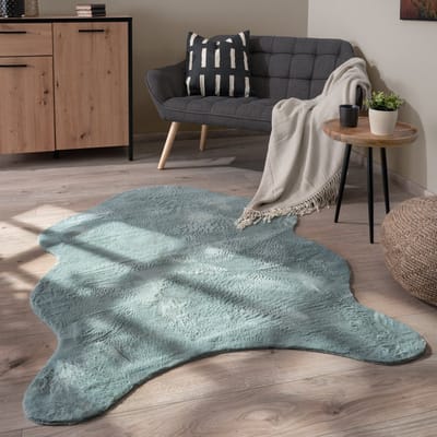 Paco Home Vloerkleed Woonkamer Laagpolig Effen Modern Imitatiebont In Vachtvorm Zacht 60x90 cm Fell-form
