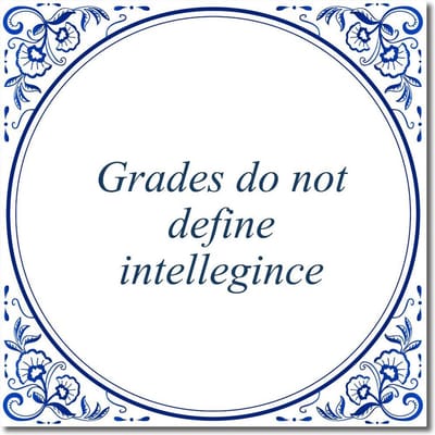 Tegeltje met standaard - Grades do not define intellegince