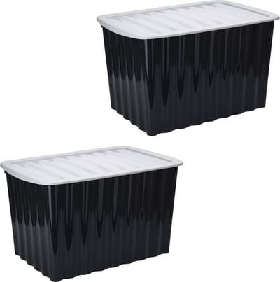 Storage Solutions Opbergdozen/organizers met deksel 2x stuks - kunststof - 84L