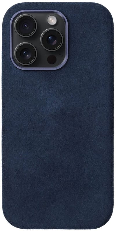 Rosso Avanti Hoesje Geschikt voor Apple iPhone 16 Pro | Compatibel met MagSafe / Qi2 | Echt Italiaans Alcantara | Back Cover | Beschermhoes | Blauw