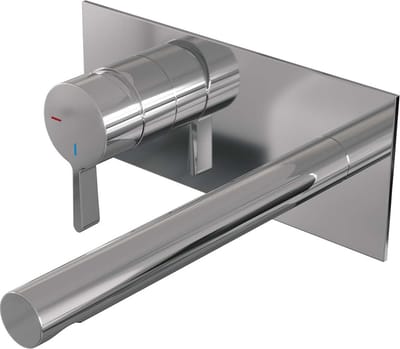 Brauer Chrome Edition inbouw wastafelmengkraan met rechte uitloop en afdekplaat model E2 chroom