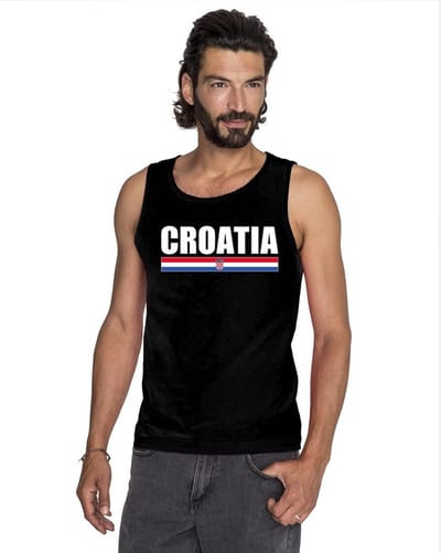 Zwart Croatia supporter mouwloos shirt heren - Kroatie singlet shirt/ tanktop S