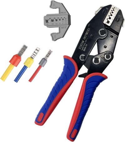 Professionele Crimping Tool voor Draad met Ratchet Mechanisme - Multifunctionele Pliers voor Ferrule Terminals en Geïsoleerde Kabels, Geschikt voor 0.25 tot 10mm² en 23 tot 7 AWG