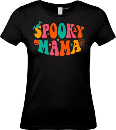 Dames t-shirt Spooky Mama | Halloween Kostuum Volwassenen | Halloween | Foute Party | Zwart dames | maat XS