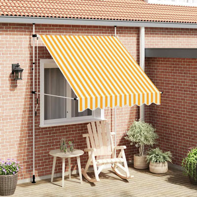 vidaXL - Luifel - handmatig - uittrekbaar - 200 - cm - oranje - en - witte - strepen
