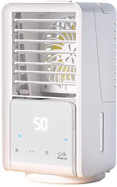 Bureauventilator Met Koudwaterstraal, Kleine Buitenkoeler, Mini Draagbare Airco Voor Nachtkastje, Wit, One Size