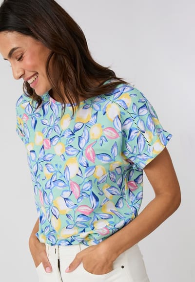 Damart - Climatyl T-shirt met dagdetail en schouderaccenten - Dames - Groen - S