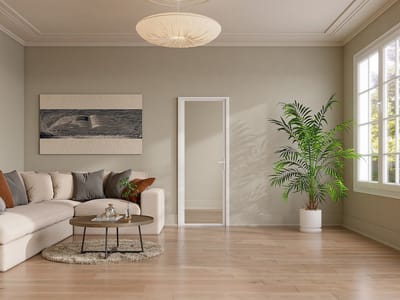 Vente-unique Omkeerbaar deurblok in aluminium en gehard glas - H204 x B93 cm - Wit - LOXTON