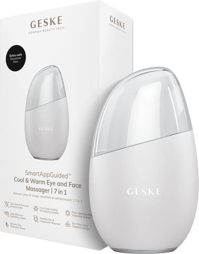 GESKE SmartAppGuided™ Cool & Warm Eye & Face Massager | 7 in 1 | Multi-stimulator | Gezicht & nek | Batterijloos koelen en warmen | Verstevigt en ontspant | Eye-Nose Area Targeted Design