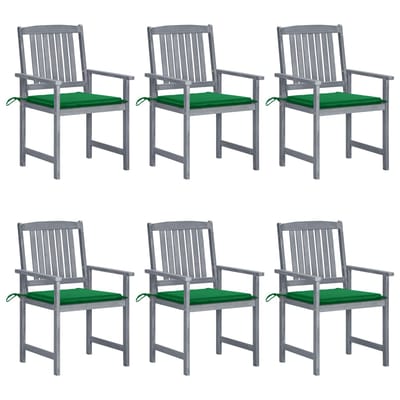 vidaXL - Tuinstoelen - 6 - st - met - kussens - massief - acaciahout - grijs