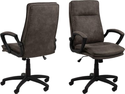 24Designs Dorian Bureaustoel - Stof Antracietgrijs - Zwart Onderstel Met Wielen