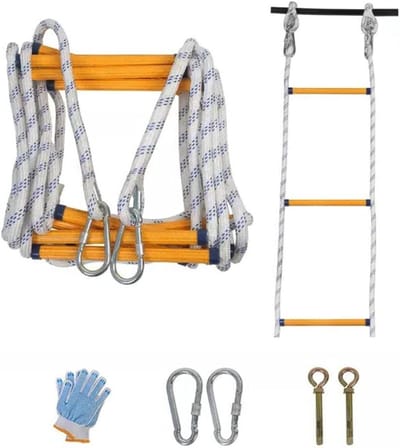 Ontsnappingsladder - Noodladder touwladder - Veilige evacuatie - Vlamvertragend materiaal - 15 meter - Zwart