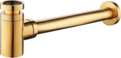 Sanifun bekersifon Gaspar laag 5/4x32 mm geborsteld messing goud inclusief muurbuis en rozet