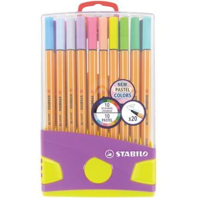 STABILO point 88 - Fineliner 0,4 mm - PastelParade - Set Met 20 Verschillende Kleuren - Inclusief 10 Pastel Kleuren