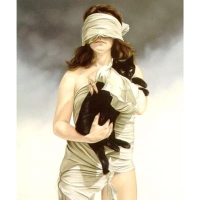 Diamant mosaïque bricolage 5D diamant femmes avec chats noirs 5D diamant brodé 20X30CM black