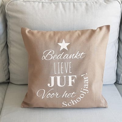 kussen kussenhoes juf cadeau bedankt verjaardag met tekst voor juf meester stage afscheid cadeau collega bedanken anders tekstbord man vrouw dames heren Juffendag cadeau Einde schooljaar juf