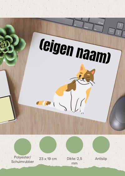 Akyol - kat met eigen naam Muismat - Katten - katten liefhebbers - iemand die houdt van katten - verjaardag - cadeau - kado - 23 bij 19 cm