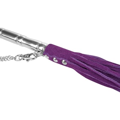 Rimba - Flogger - Suede Stroken - Zweep Met Metalen Handvat - Paars