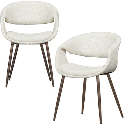 WOOOD Yossi Eetkamerstoelen Metalen Koper Poot - Naturel - Set van 2