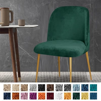 1 stuks Fluwelen Stoelhoes Lage Rug Effen Kleur Zitkussenhoes Anti-vuil Stretch Stoelhoes voor Eetkamer Huis Bruiloft Hotel 1pc gray