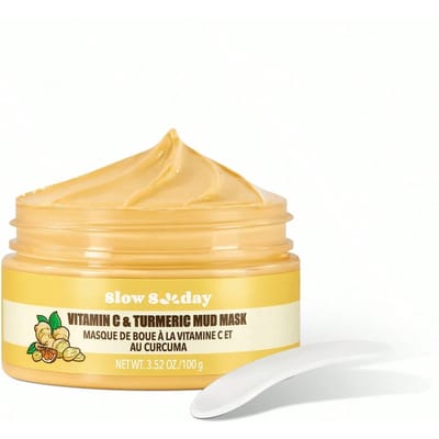 SlowSunday Vitamin C & Kurkuma Moddermasker, Vitamin C & Kurkuma, Moddermasker Huidverzorging, Poriën Reinigen, Huidverzorging, Oliecontrole en Poriën Ontstoppen, Voor Een Straalder Huid, K Beauty, Ideaal Voor Feestjes, Geschikt Voor Zomer & Herfst, Terug Naar School
