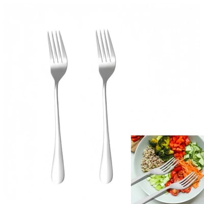2 stuks- roestvrijstalen vork - Westerse steakmes en vork - Familievork - Vintage vork - Drietandige vork - Zilver - 18,8 x 2,4 cm - Geschikt voor thuiskeukens en eetkamers - Roestvrij staal - Niet gemakkelijk te breken - Vaatwasmachinebestendig