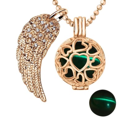 Engelenroeper 18mm Bolhouder met Ketting 90cm en Bolletje - Dames - Roségoudkleurig Hartjes - EBS18196