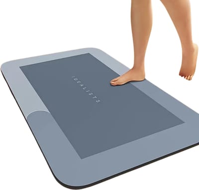 Bovista Sneldrogende Badmat - Douchemat - Antislip - Wc Mat - Toiletmat - Badkamermat - Grijs/Blauw 40x60