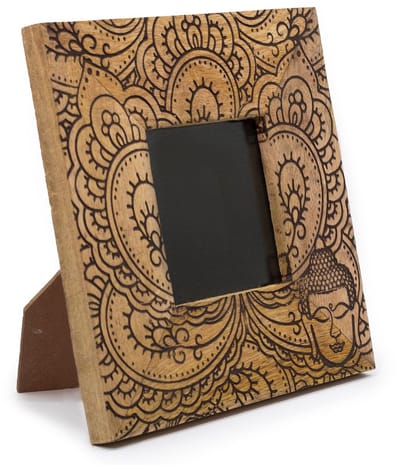 Ancient Wisdom - Fotolijst - Kleine fotolijst van mangohout 10x15 cm met mandala-patroon - foto lijst - wanddecoratie - interieur - kunst - cadeau