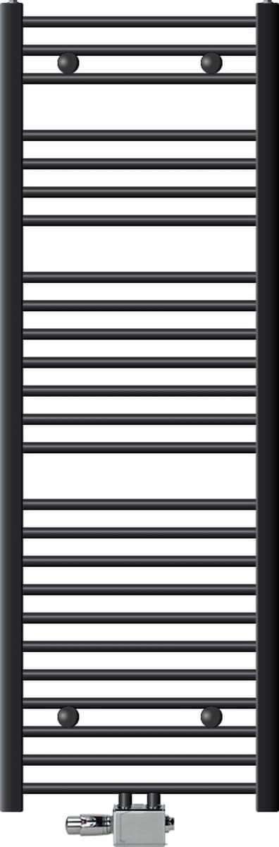 Badkamer radiator middenaansluiting 500x1500 mm antraciet recht met LuxeBath universele aansluitset