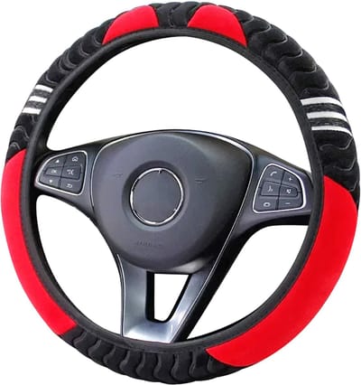 Zachte Stuurhoes Auto 37-38 cm - Zwart Rood - Universeel - Kasey Products