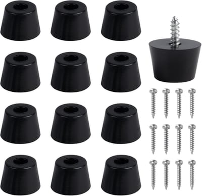 12x Ronde Meubelvoeten Rubber met Schroeven, Antislip Beschermers voor Kast en Bureau