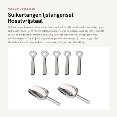 Dailygoods- Suikertangen Set - Roestvrijstalen Ijstangen - Snoeptangen - IJsblokjes Tangen - Salade Tangen - Eenvoudig schoon te maken
