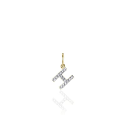Gisser Jewels - Hanger excl. Collier - Letter H gezet met Zirkonia - 8mm - Geelgoud Verguld Zilver 925