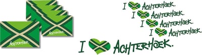 Achterhoek Stickers - 5x Achterhoek 7,5 x 5 cm - Groen - 5x I Love Achterhoek Sticker - transparant - 20 x 3,8 cm