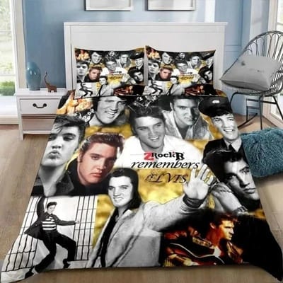 P-Presley Dekbedovertrek Retro E-Elvis Beddengoed Set Dekbed Beddengoed Set Dekbedovertrek Kussensloop King Queen Twin Maat Jongens Meisjes Volwassenen 100x135cm-2pcs black