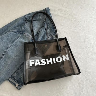 Transparante Jelly Trendy Tweedelig Set Gepersonaliseerde Zomer Nieuw Trendy Koreaanse Stijl Modieuze Hand-in-Kind Moeder en Kind Enkele Schoudertas black