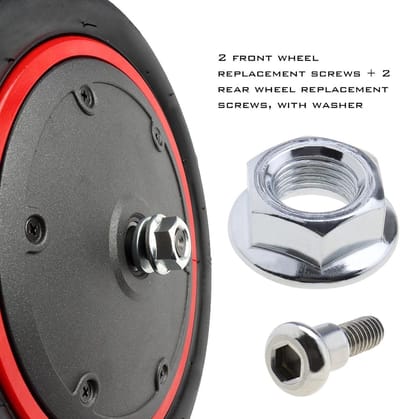 Allecto Plus - Elektrische Scooter Accessoires - Set van 4 stks Voor/Achter Motor Wiel Moeren Bout Schroef met Sluitringen - Geschikt voor Xiaomi M365 1S Essential Pro 2 - Eenvoudig te Monteren