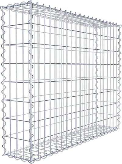 Schanskorf Hoekig - Steenkorf Aanbouwmand - Tuin Afscheiding Creëren - Galvanisch Verzinkt - 100x80x20 cm - Zilverkleurig