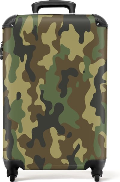 NoBoringSuitcases.com - Koffer mannen camouflage - Past binnen 55x40x20 cm en 55x35x25 cm - Cadeau mannen origineel - Trolley handbagage - Valiezen met wieltjes volwassenen - Reiskoffer op wielen groen - Rolkoffer lichtgewicht - Princess