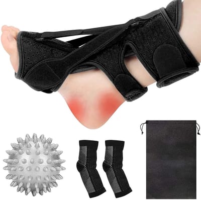 Verstelbare Nachtspalk voor Plantar Fasciitis en Achillespeesontsteking - Pijnverlichting met Massagebal