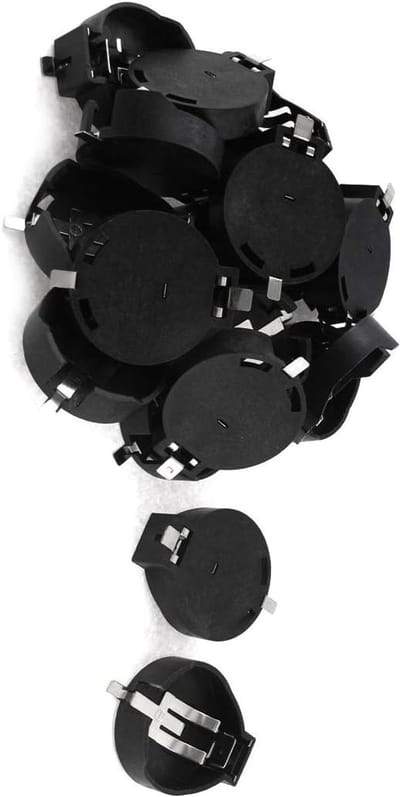 Batterij Houders - Knoopcel Cases - Elektronica Projecten - 2 Aansluitingen - Zwart